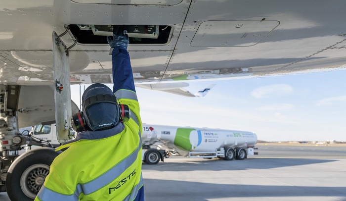 Sustainable energy fule truck at airport 