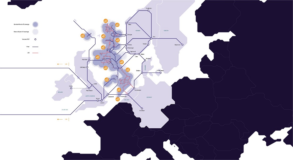 Map of current 4G and IoT coverage in the North Sea