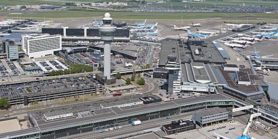 Areal overview of office buildings at business park Schiphol Central Business District