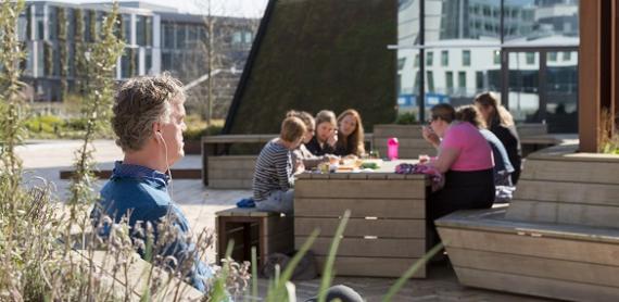 Employee enjoying the sun during lunchbreak